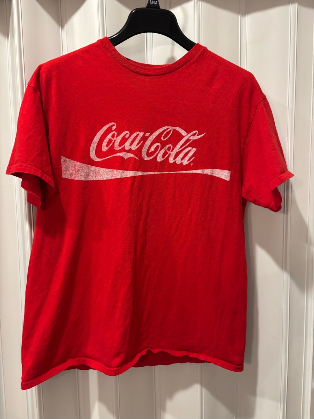Coca Cola Red Short-Sleeve Graphic Tee with White Logo Size Large